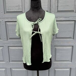 Women's Green Open Front Top With Ties‎ Size XL!